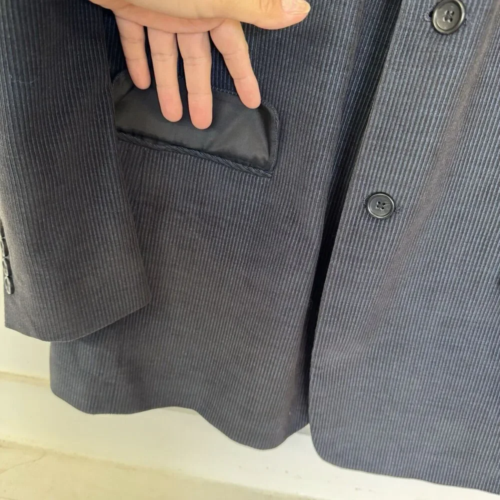 Perry Ellis Sport Coat Blazer Navy Corduroy Suit Jacket Cotton 42 Regular
